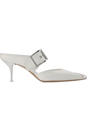 Alexander McQueen Womens Boxcar pumps in Ivory and Silver Leather - - Size EU 35