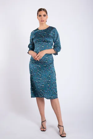 Gini London Womens Animal Print Crew Neck Midi Dress - Size 8 UK