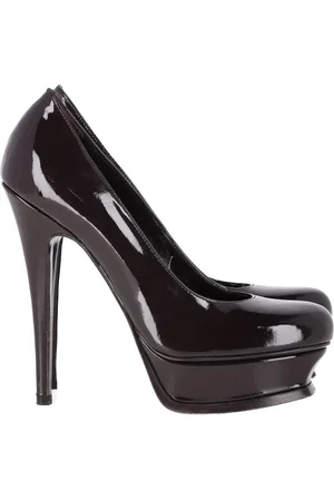 Saint Laurent Pre-owned Womens Tribute Platform Pumps in Plum Patent Leather - - Size EU 36