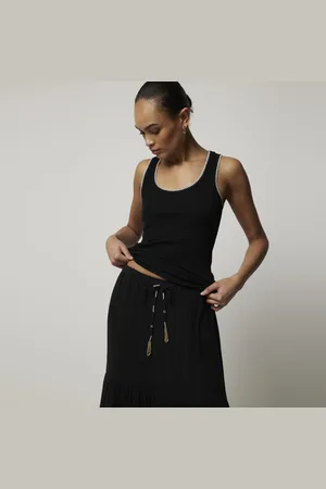 River Island Womens Maxi Skirt Tiered Cotton - Size 8 UK