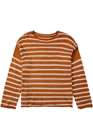 Azura Exchange Womens Stripe Drop Shoulder Casual Sweater - Size X-Large