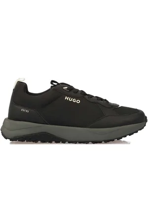 HUGO BOSS Mens Logo Tape Trim Mixed-Material Trainers in Textile - Size UK 8