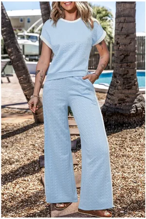 Azura Exchange Womens Beau Textured Colorblock Edge Tank Top High Waist Pants Set - Size Small