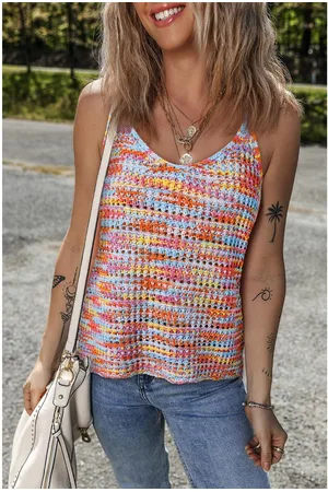Azura Exchange Womens Color Contrast Crochet Loose Fit Sweater Vest - Size X-Large