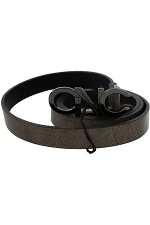Costume National WoMens Dark Leather Letter Logo Buckle Belt - Size 100 cm