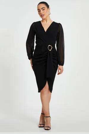 Quiz Womens Petite Buckle Midi Dress - Size 10 UK