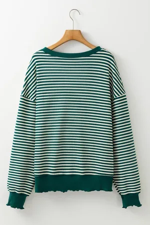 Azura Exchange Womens Stripe Turkey Pattern Drop Shoulder Pullover Top - Size Medium