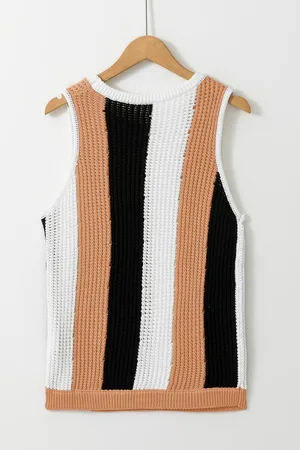 Azura Exchange Womens Stripe Color Block Sleeveless Knitted Sweater Vest - Size Small