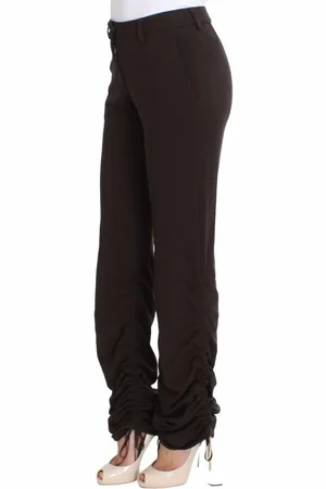 ERMANNO SCERVINO WoMens Brown Stretch Casual Trousers Pants - Viscose - Size EU 38 (Womens)