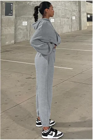 Azura Exchange Womens Gray Solid Drop Shoulder Hoodie and Joggers Activewear Set - - Size X-Large