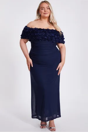 Quiz Womens Curve Mesh Bardot Midaxi Dress - Size 20 UK