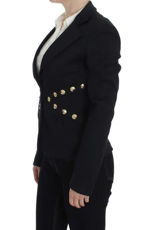 Exte WoMens Cotton Stretch Gold Studded Blazer Jacket - Size EU 44 (Womens)