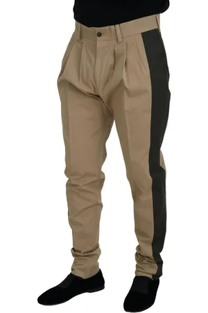 Dolce & Gabbana Mens Brown Black Cotton Chino Pants - Size Large