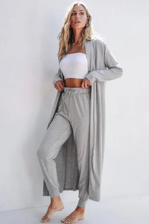 Azura Exchange Womens Split Long Cardigan and Skinny Pants Lounge Set - Size Medium