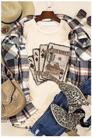 Azura Exchange Womens Aces Graphic Tee Desert Sunset - - Size Large
