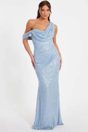 Quiz Womens Sequin Cowl Neck Maxi Dress - Size 16 UK