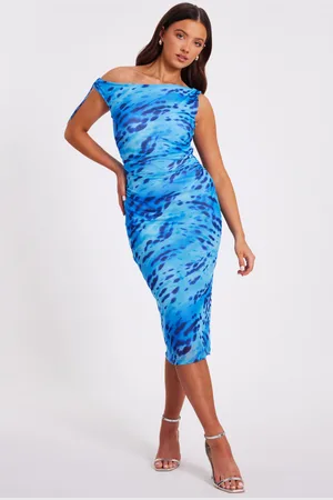Quiz Womens Petite Mesh Animal Print Midi Dress - Size 12 UK