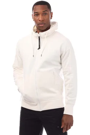C.P. Company Mens Diagonal Raised Fleece Zipped Goggle Hoodie in Cotton - Size X-Large