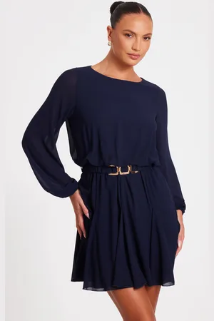 Quiz Womens Chiffon Long Sleeve Skater Dress - Size 10 UK