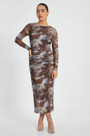 Quiz Womens Petite Mesh Midaxi Dress - Size 10 UK