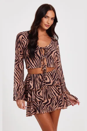 Quiz Womens Chiffon Tiger Print Skirt - Size 16 UK