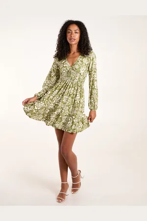 Blue Vanilla Womens Shirring Elastic Sleeve Tier Mini Dress - - Size Small