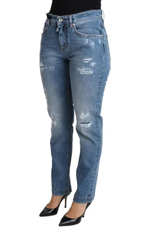 Dolce & Gabbana WoMens Tattered Skinny Denim Cotton Blend Jeans - Size EU 36 (Womens)