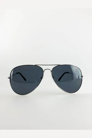 SVNX Classic Silver Frame Aviator Sunglasses - One Size