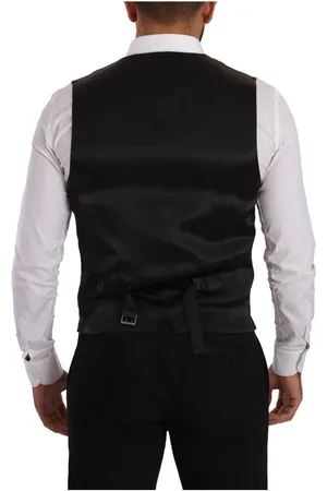 Dolce & Gabbana Mens Striped Wool Silk Waistcoat Vest - Size EU 48 (Mens)