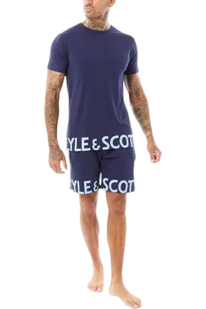 Lyle & Scott Mens Lounge Set T-Shirt Shorts Sleepwear Loungewear Summer - Cotton - Size X-Large