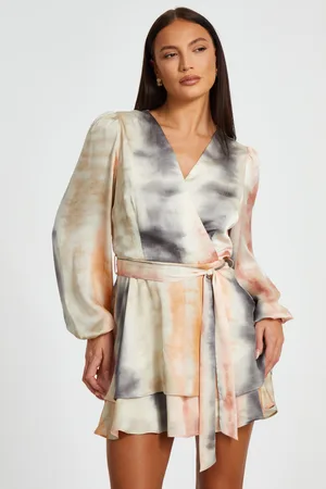Quiz Womens Satin Marble Print Wrap Dress - - Size 18 UK