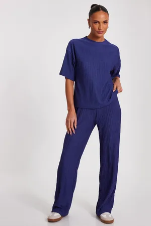 Quiz Womens Indigo Textured T-Shirt - Viscose - Size Small