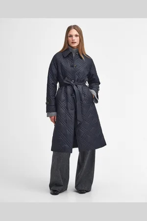 Barbour Mariah Womens Long Quilted Trench Coat - - Size 16 UK