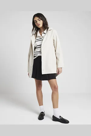 River Island Womens Rain Coat Hooded Longline - Size Medium