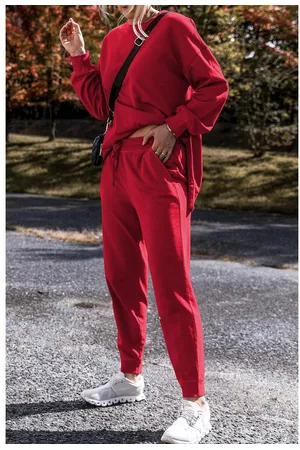 Azura Exchange Womens Racing Solid Color High Low Pullover and Skinny Pants Set - Size Small