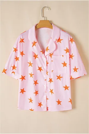 Azura Exchange Womens Stars Short Sleeve Shirt and Shorts Bamboo Pajama Set - Size Medium