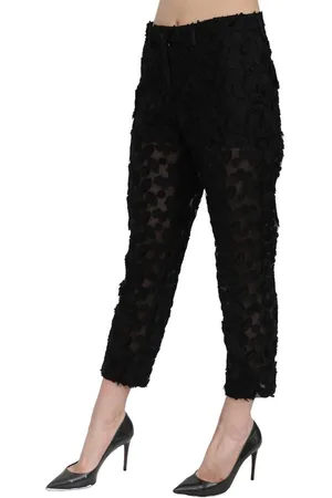 Dolce & Gabbana WoMens Lace Straight Cropped High Waist Pants - Size EU 44 (Womens)