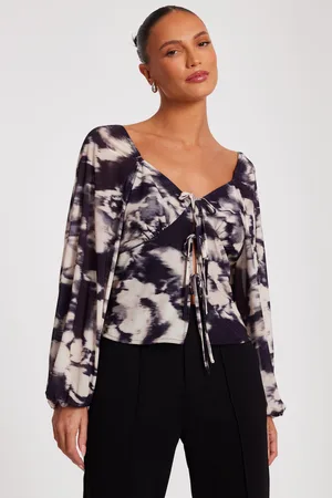 Quiz Womens Marble Print Tie Front Top - Size 12 UK