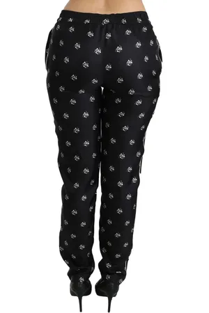 Dolce & Gabbana WoMens Printed Mid Waist Skinny Silk Pants - Size EU 44 (Womens)