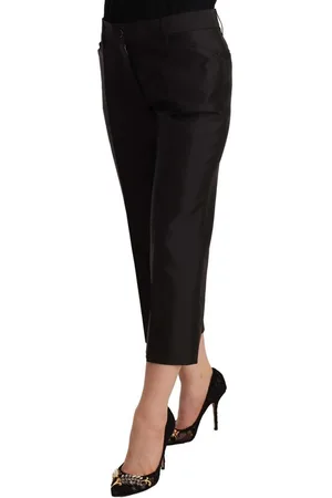 Dolce & Gabbana WoMens 100% Silk Flared Cropped Pants - Size EU 42 (Womens)