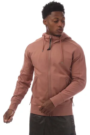 C.P. Company Mens Diagonal Raised Fleece Zipped Goggle Hoodie in Cotton - Size Large