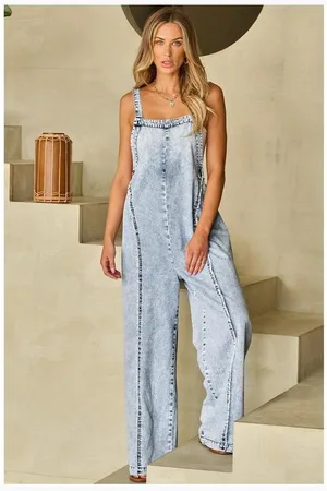 Azura Exchange Womens Wide Leg Denim Overalls Model AZEXDC784761 - Cotton - Size X-Large
