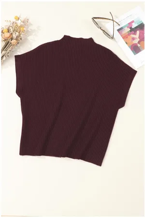 Azura Exchange Womens Mineral Patch Pocket Ribbed Knit Short Sleeve Sweater Viscose - Size X-Large
