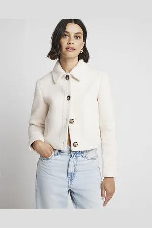 River Island Womens Trophy Jacket Collared Cropped - Size 18 UK