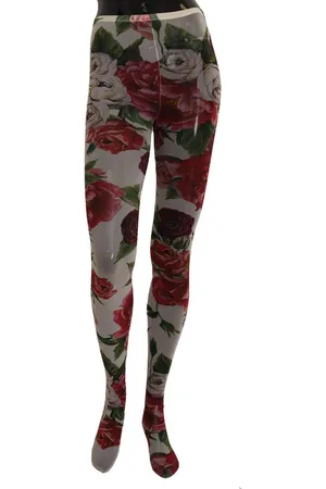 Dolce & Gabbana WoMens Floral Print Tights Nylon Stockings - Size Medium