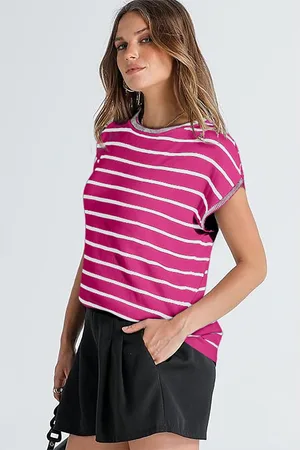 Azura Exchange Womens Knitted Bat Sleeve T Shirt Viscose - Size Medium