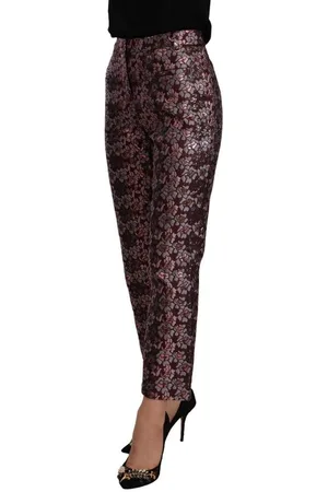 House of Holland WoMens Multicolor Floral Jacquard Flared Cropped Pants - - Size EU 42 (Womens)