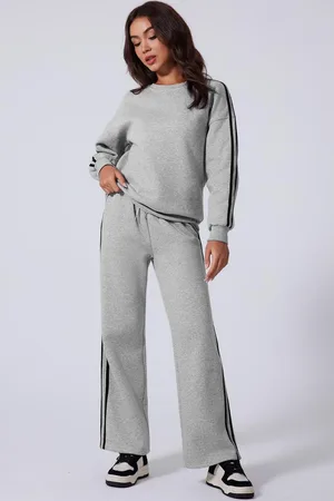 Azura Exchange Womens Solid Color Side Striped Sweatshirt Active Set - Size 2XL