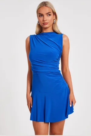 Quiz Womens Royal Blue Ruched Playsuit - - Size 16 UK