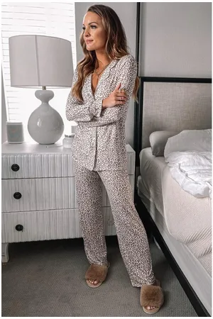 Azura Exchange Womens Leopard Print Long Sleeve and Pants Pajamas Set - Size X-Large